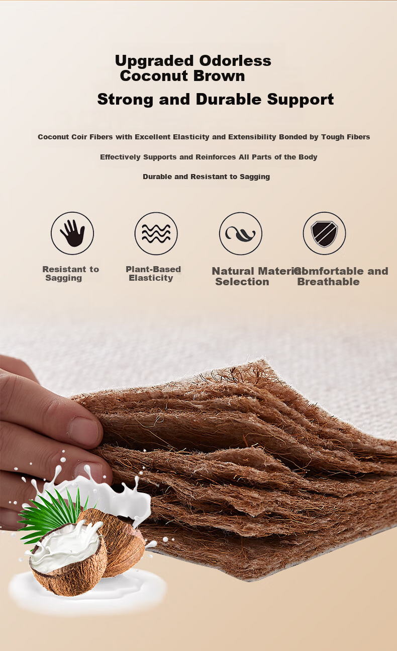 Zhuobo Coconut Palm Mattress Student Dormitory Mattress Firm Palm Mattress Foldable Mattress CD05 Model 90*190cm 9