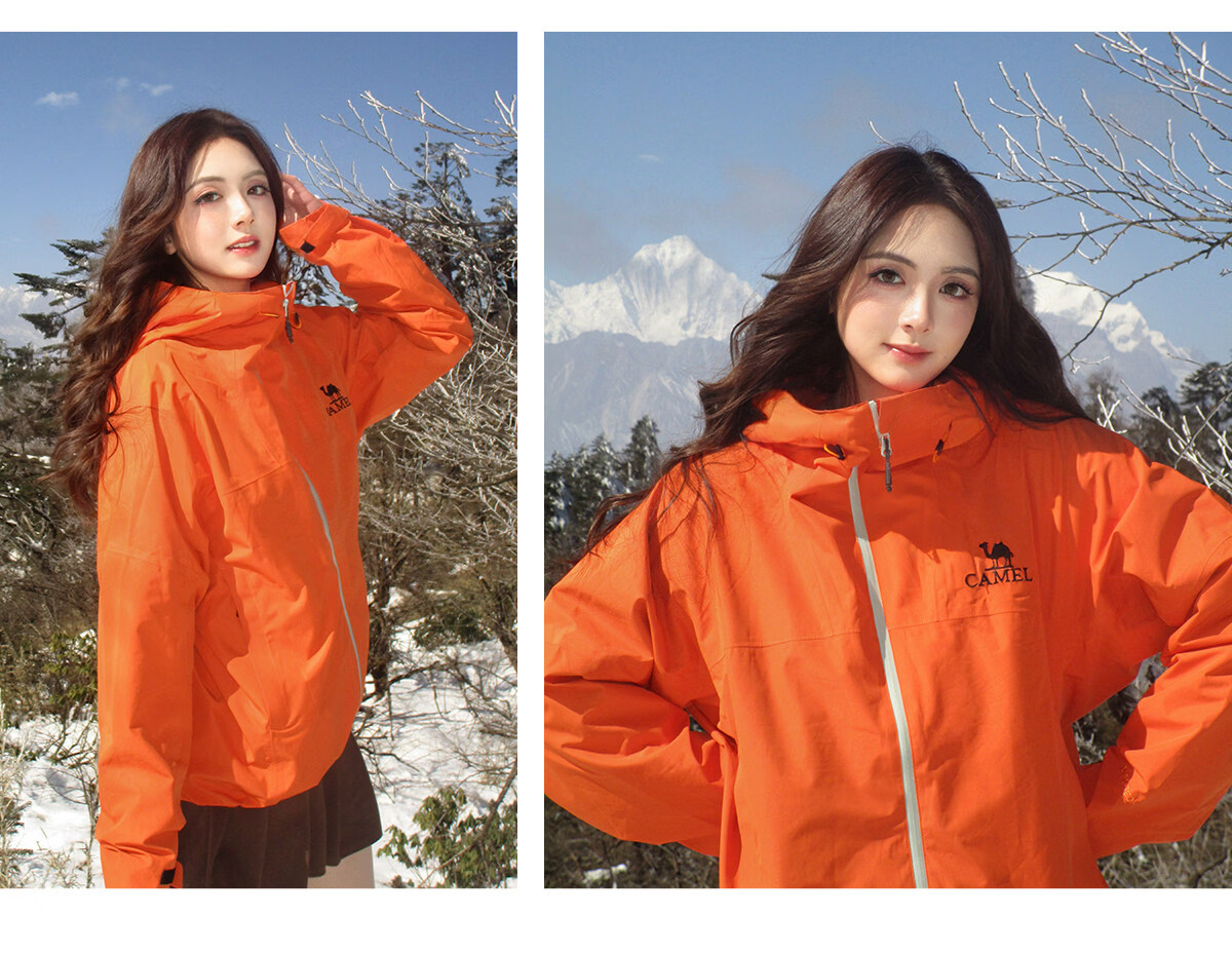 CAMEL [Wang Junkai's Choice], Outdoor Rain God Windbreaker Jacket for Men And Women, Hard Shell, Heavy Rain Level Windproof Waterproof Coat 35