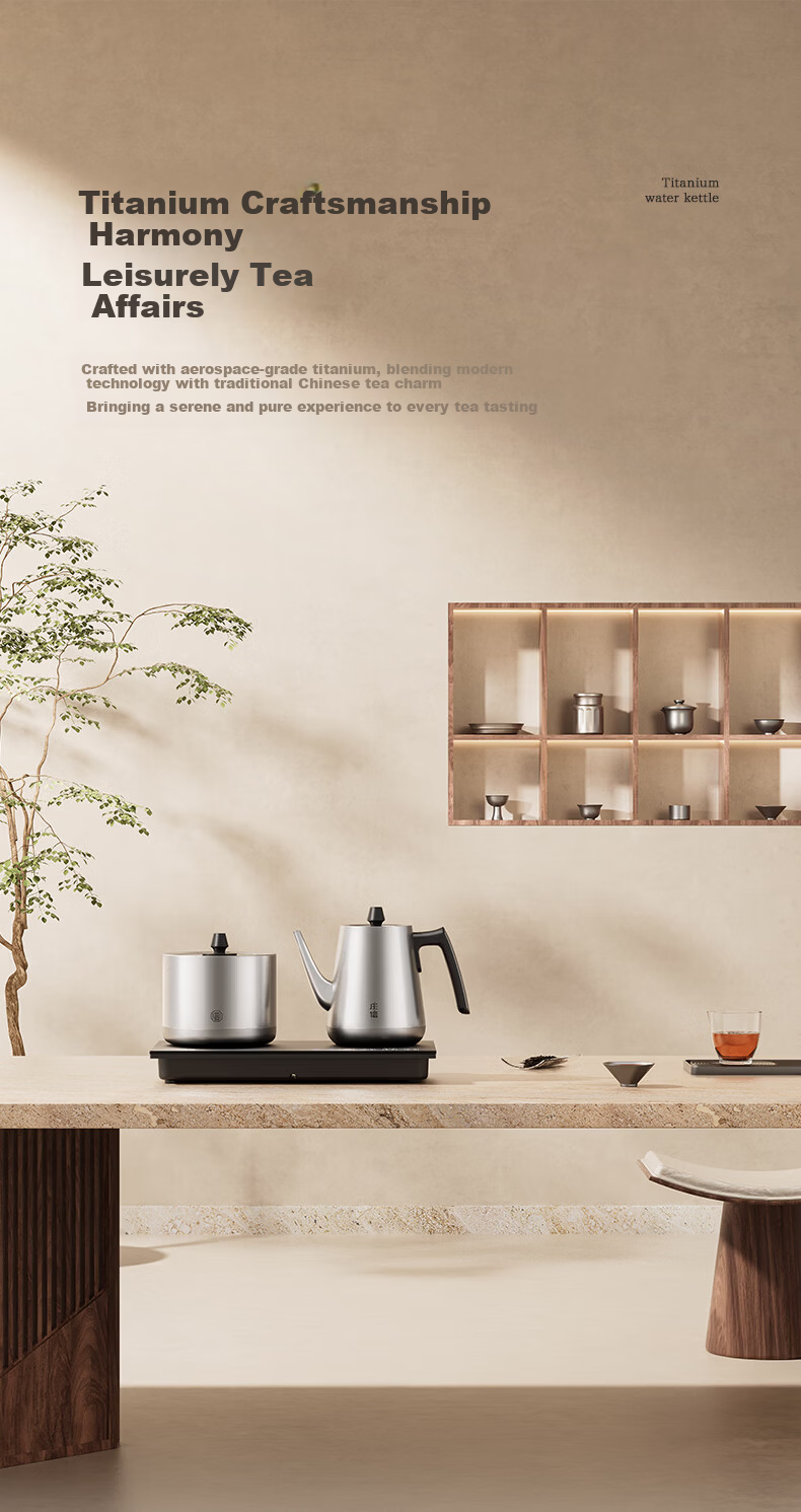 Zhuangxin Titanium Silver Temperature-Controlled Kettle Embedded Tea Table Integrated Fully Automatic Bottom Water Supply Multi-Stage Temperature Control Electric Kettle 1