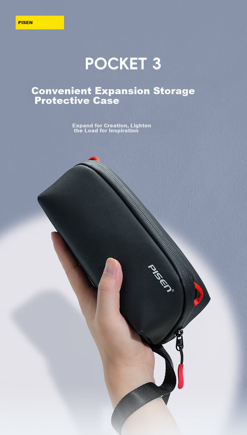 Pisen Compatible DJI OSMO Pocket 3 All-in-One Storage Bag Camera Case Pocket Gimbal Camera Protective Case Portable Handheld Gimbal Camera Accessory Travel Medium Bag 1