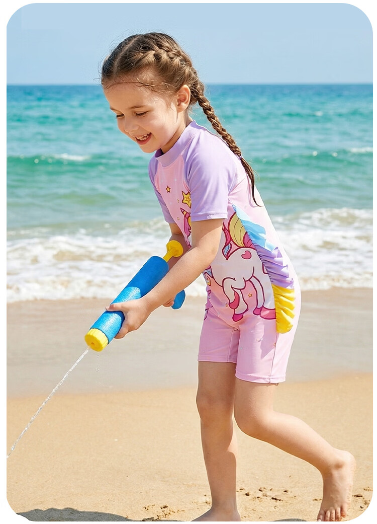 9i9 Kids Girls One-Piece Hooded Unicorn Sunscreen Quick-Dry Swimwear B101 Pink XL 11