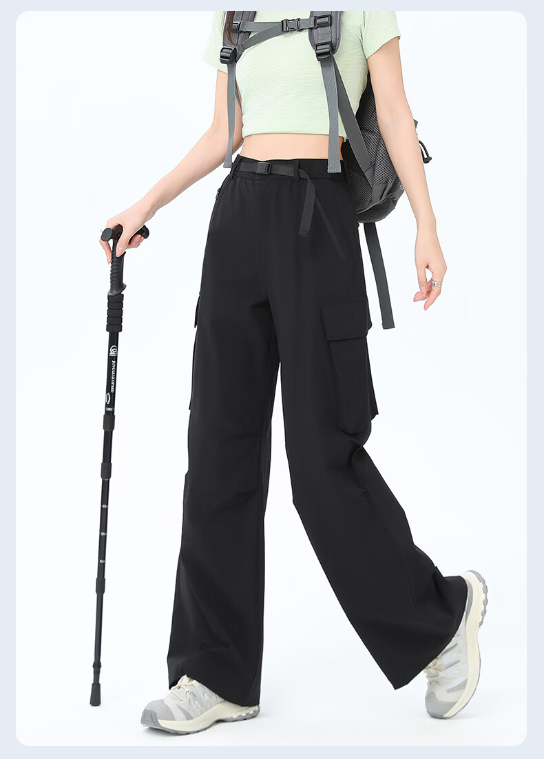 Langsha Women's Outdoor Quick-Dry Work Pants 2026 Summer Straight Loose Wide-Leg Sun-Protective Water-Repellent Casual Military Hiking Pants 27