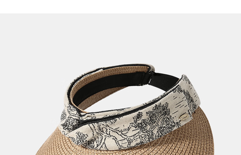 CACUSS Women's Summer Straw Woven Open-Top Hat Large Brim Sun Hat Outdoor Beach Sunshade Hat Ink-Dyed Blue 21