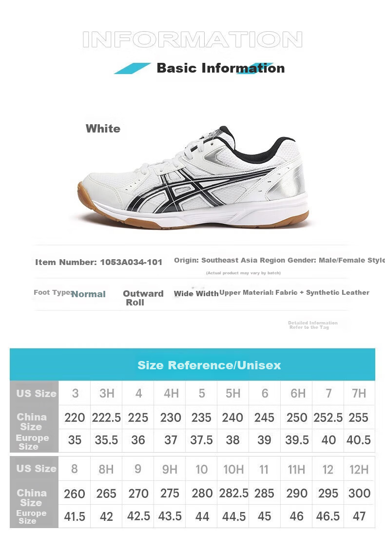 ASICS Table Tennis Badminton Indoor Shoes Unisex Zhulv 1053A034-103 Size 39 2