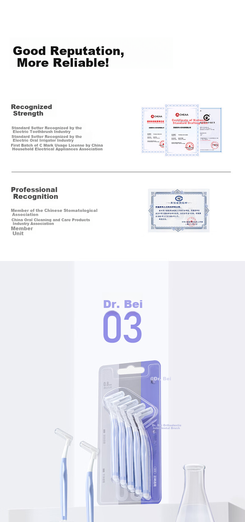Dr. Bei Orthodontic Interdental Brush Ultra-fine L-shaped 0.6mm Toothpick Interdental Brush 10pcs Set 1