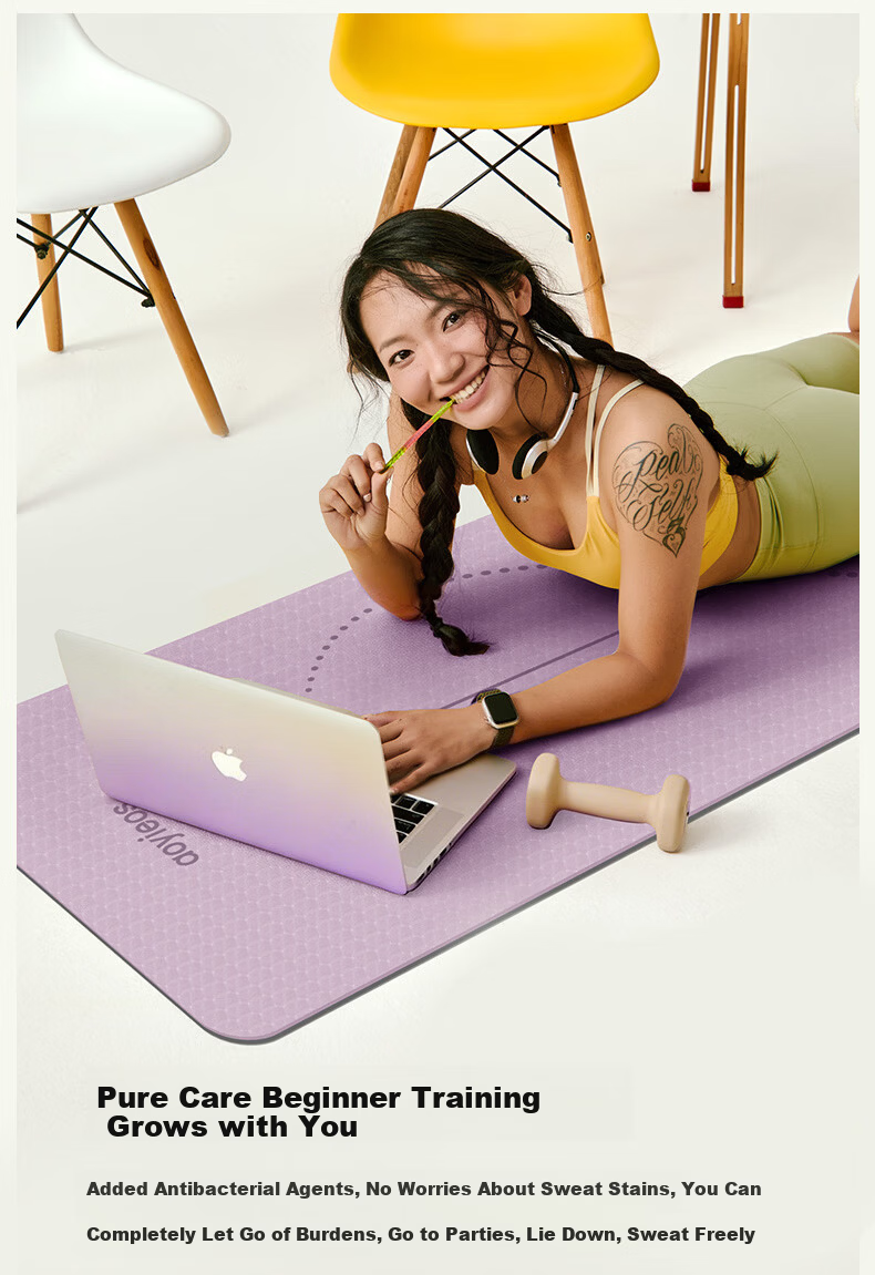 Aoyi Yoga Mat Women's Home Non-Slip Fitness Mat Soundproof Shock Absorption Portable Exercise Mat 10