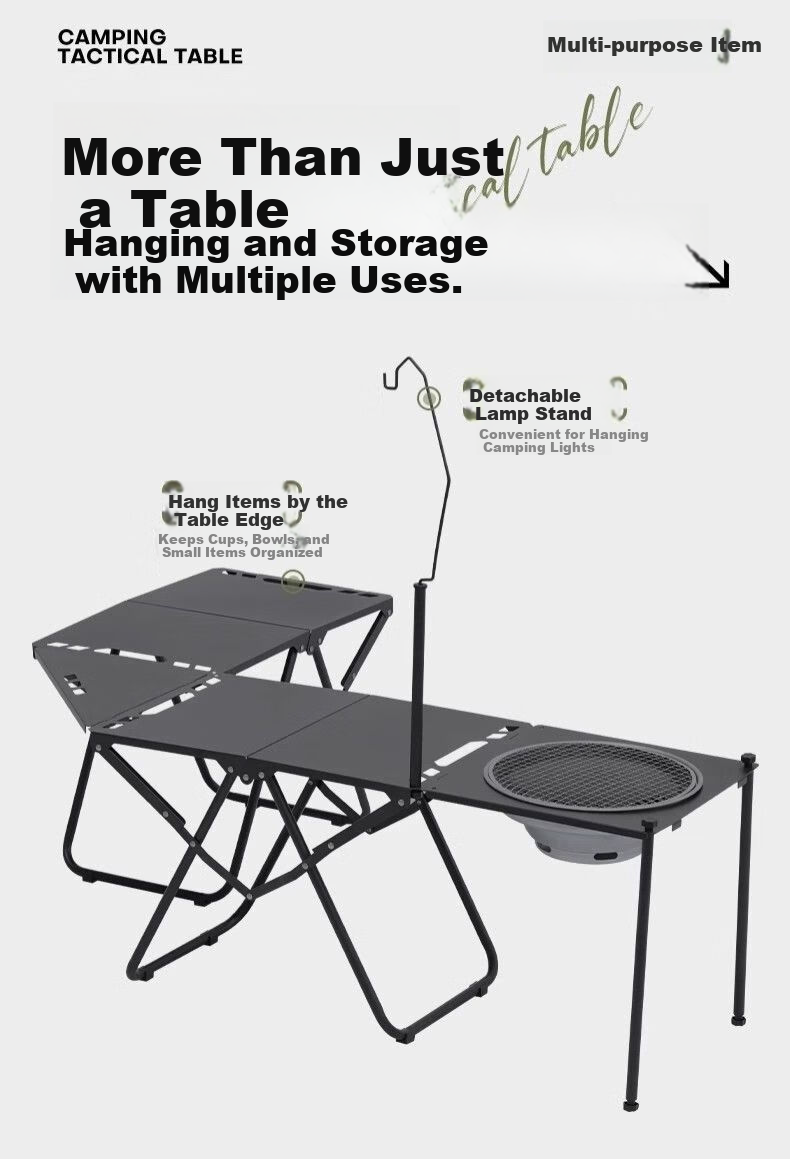 Hakkai Bird Outdoor Folding Table Portable High-End IGT Camping Shadow Tactical Multifunctional Picnic Table Quick-Open Small Tea Table 11