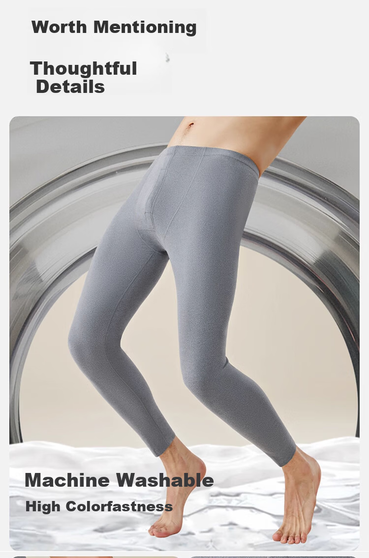 LangSha Men's Thermal Underwear Wool Silk Adjustable AB Side Comfortable Breathable Antibacterial Heating Thin Base Layer Pants Winter 20