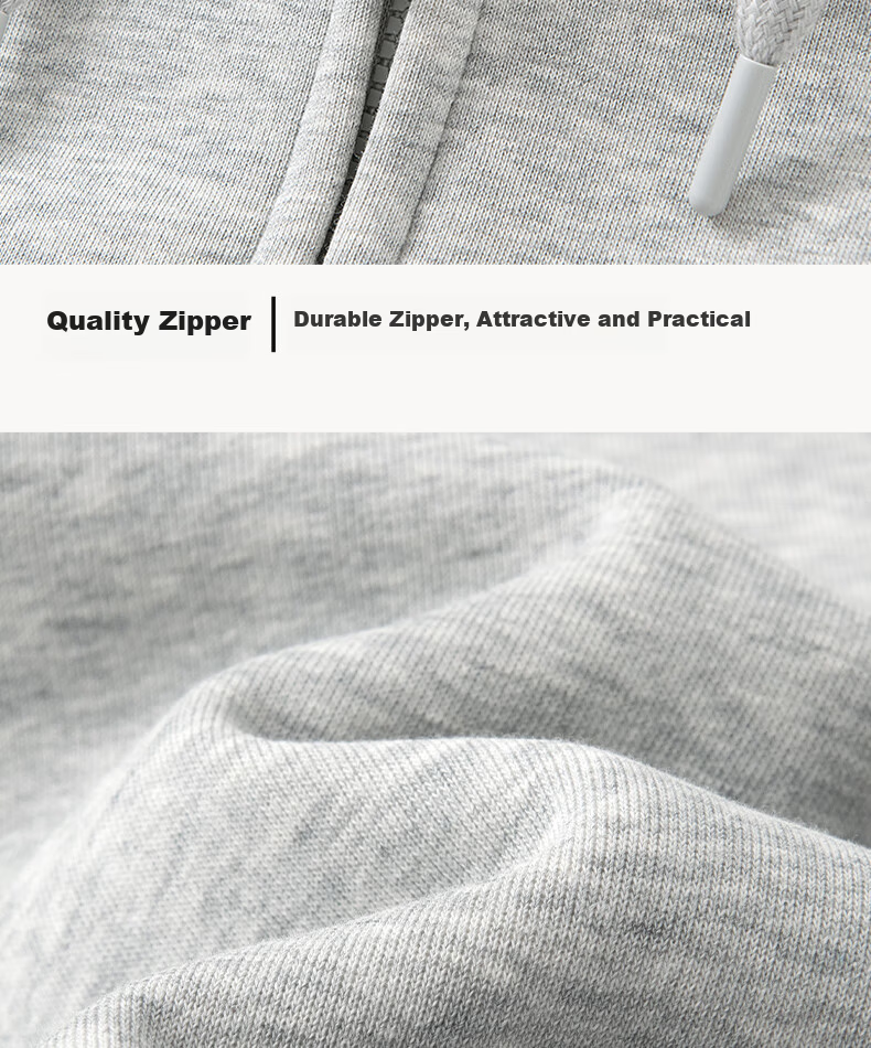 MARK FAIRWHALE Heavy Fleece Lined Men's Hoodie Autumn Winter New Casual Loose Fit Zip-up Hooded Jacket Heather Gray L 25