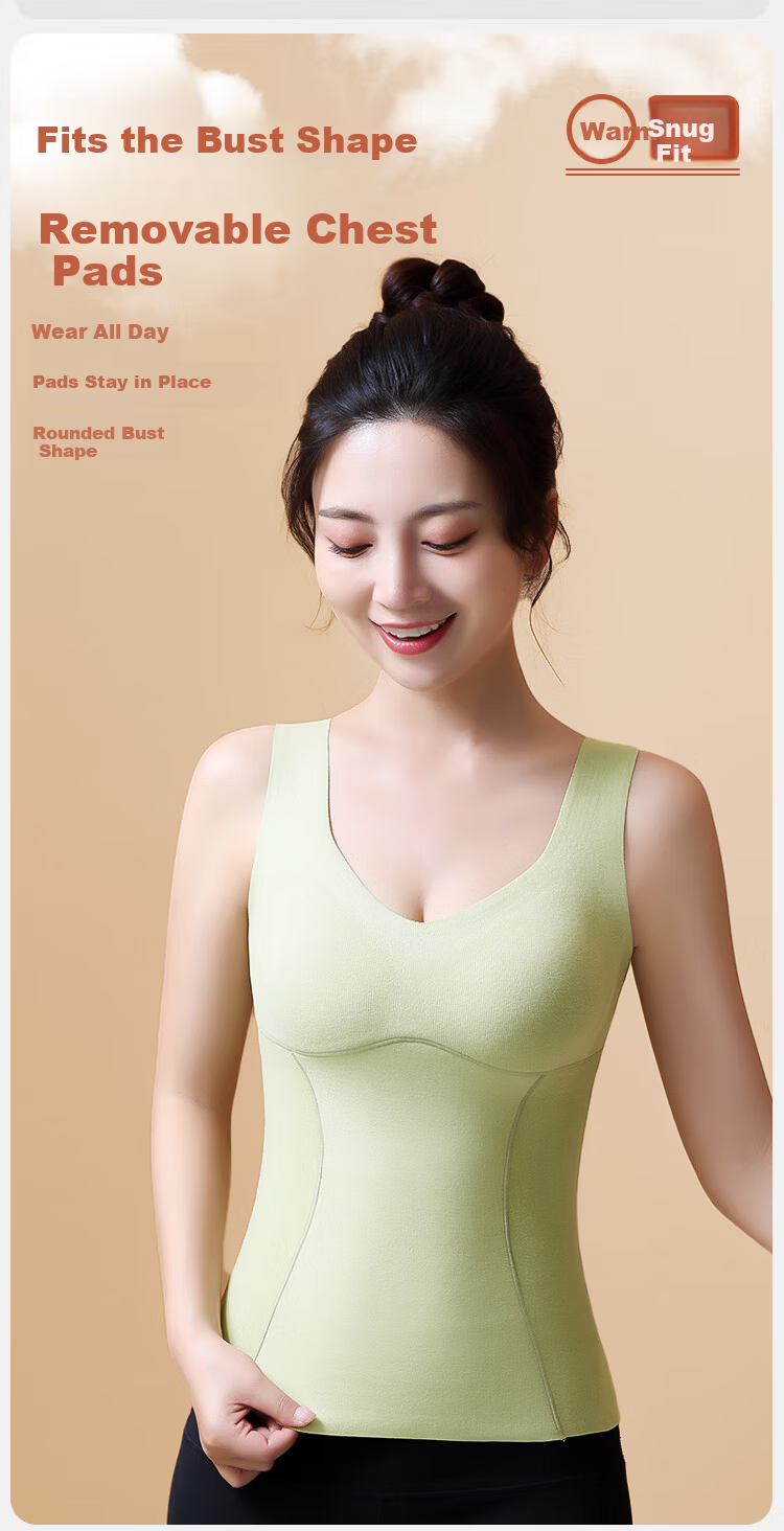 MiiOW Women's Thermal Vest with Chest Pad, Wool and Silk Blend, Gray, Size M 7