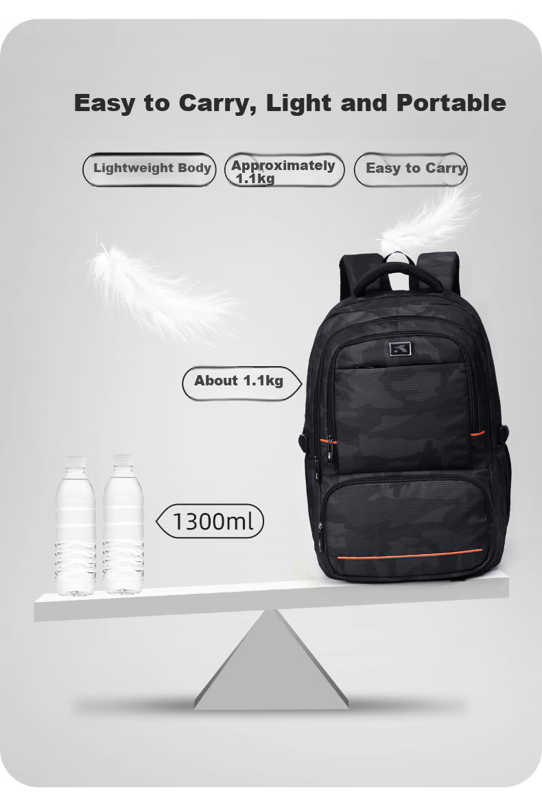 361° High School Student Backpack Large Capacity Water-Resistant Camouflage Black Travel Shoulder Bag for Middle and University Students 11