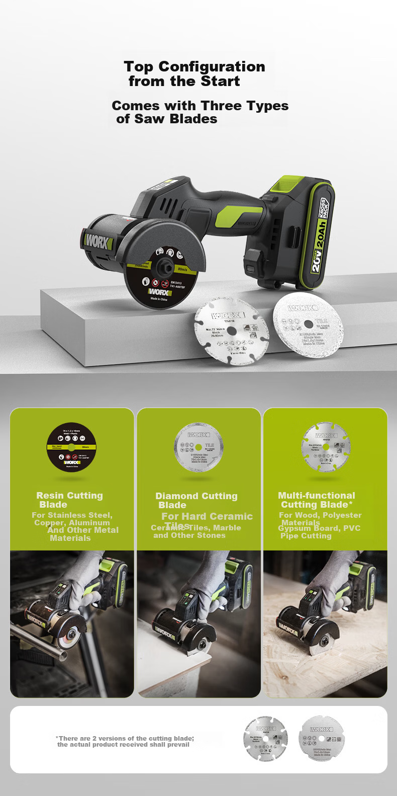 Worx Little Hawk 20V Brushless Mini Angle Grinder Lithium Battery WU802 Electric Cutting Grinding Polishing Tool 3