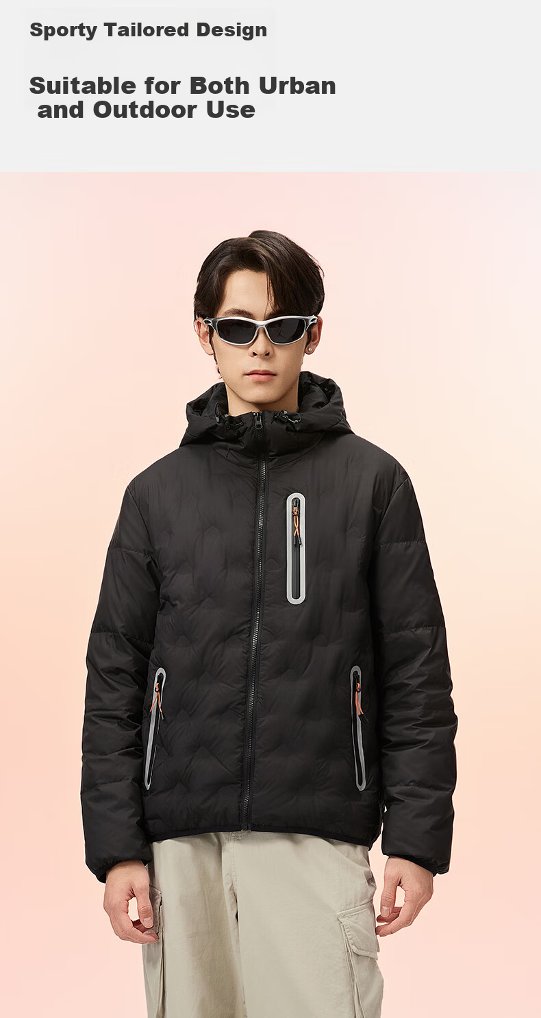 Meilicheng [Same As Jianji] Women's Lightweight Down Jacket with Hood, Couple Style Warm Goose down Coat 186 Gray S 10