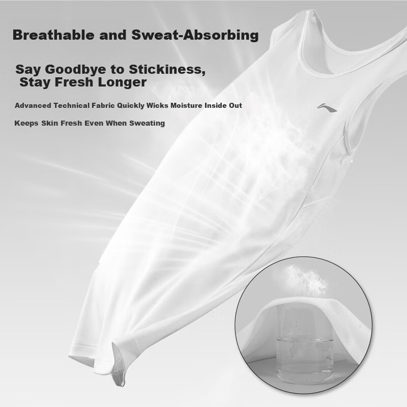 Li-Ning Sleeveless Sports Vest Running Quick-Dry Unisex Yoga Fitness Breathable Cool Base Layer Martial Arts Top M White
