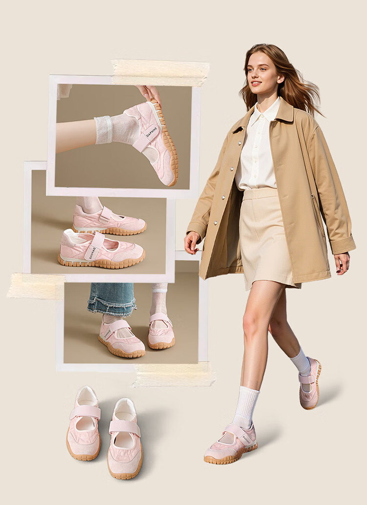 Daphne Women's Sports Mary Jane Shoes 2026 New Summer Breathable Sandals Ballet Flats Velcro Lightweight Trainer Shoes 11
