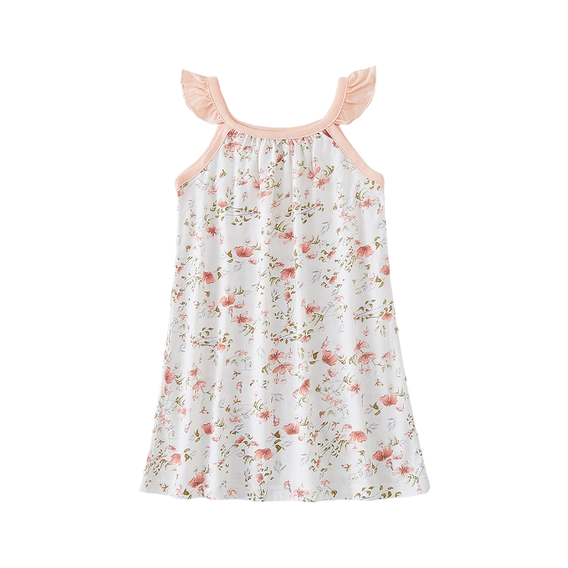 Xiyuan Girls' Sleeveless Nightgown 7A Antibacterial Baby Nightdress Pure Cotton Children's Sleepwear Summer Lightweight Breathable