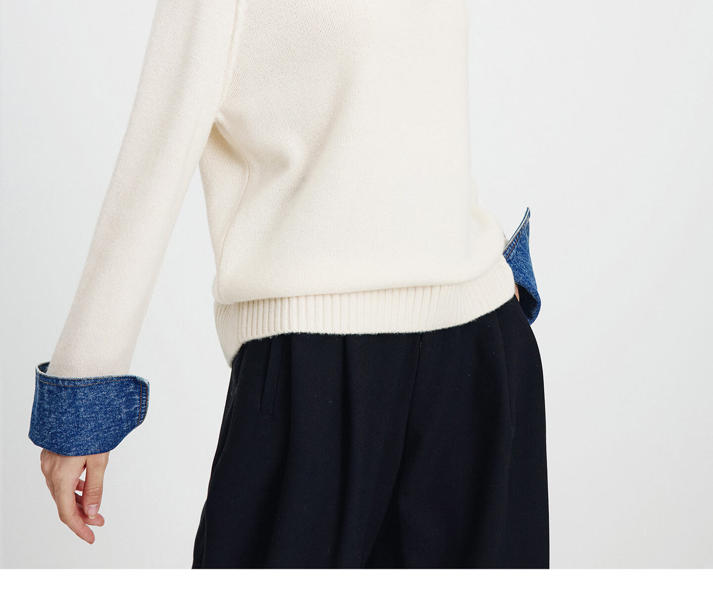 Navikail Italian Small Sailboat 25th Anniversary New Knit Sweater Women Loose Denim Patchwork Wool Sweater 2334015502 21