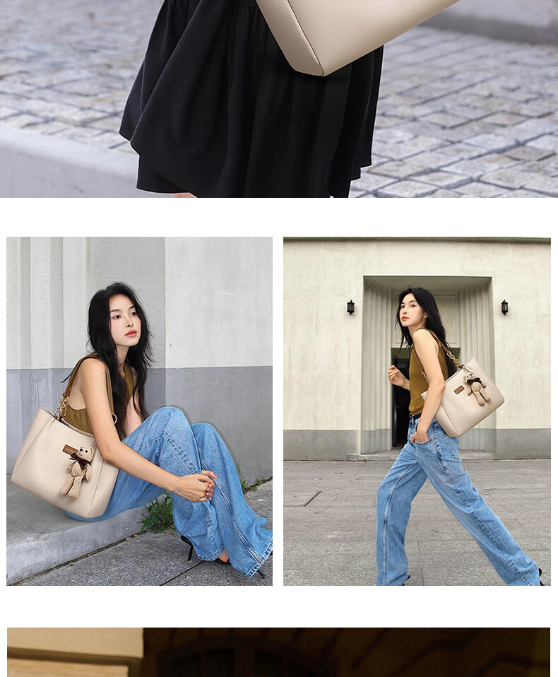 Aiqinghai Leather Handbag, Women's Tote Bag, Large Capacity Shoulder Bag, High-End Brand, Birthday Gift for Wife Or Girlfriend on May 20 11