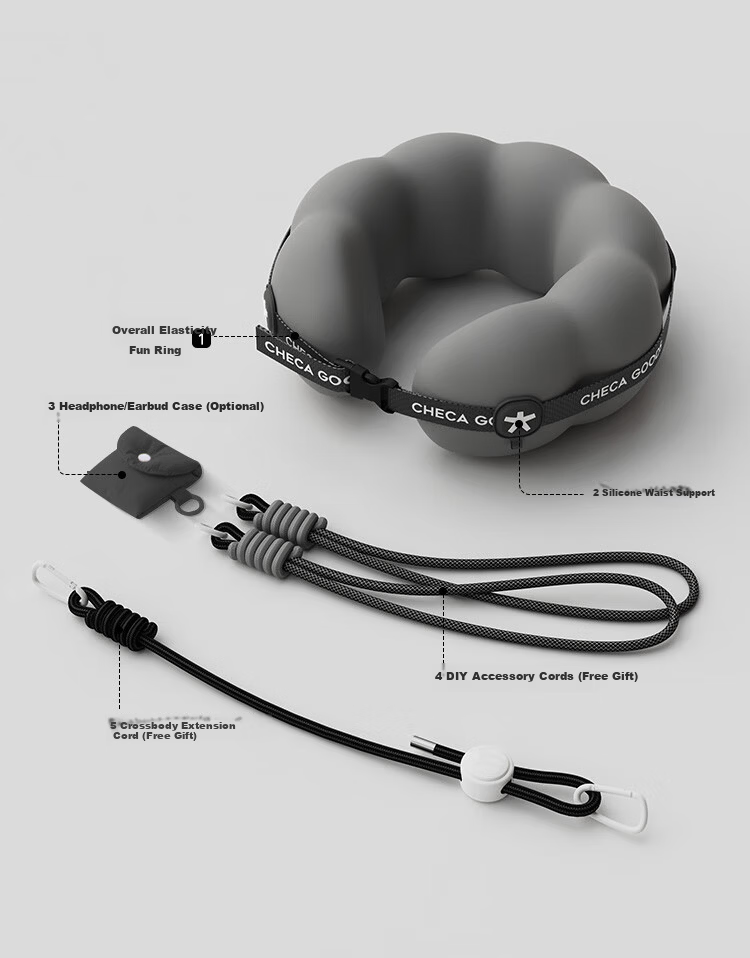 CHECA GOODS U-Shaped Neck Pillow Travel Portable Airplane Neck Support Long-Distance Neck Rest Nap U-Shaped Pillow with Visible Bag 8