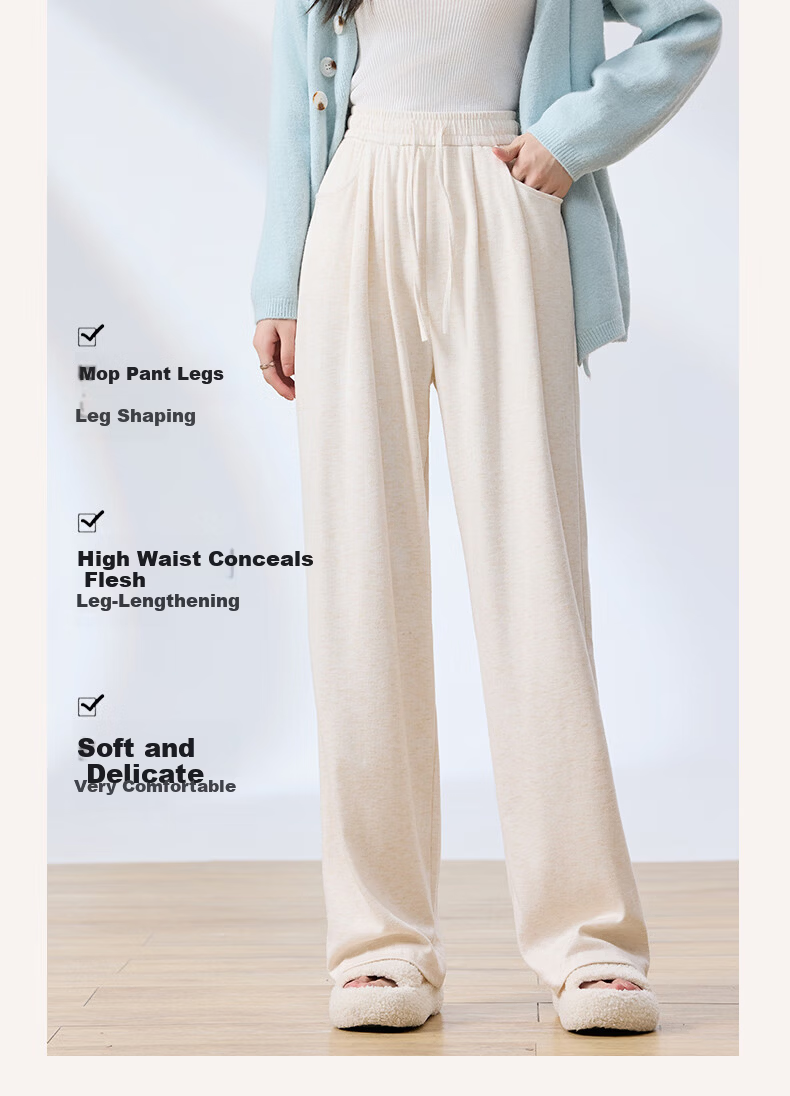Langsha Soft Glutinous Rice Pants Women Autumn High Waist Straight Casual Floor-Length Loose Lazy Yamamoto Sports Pants 3