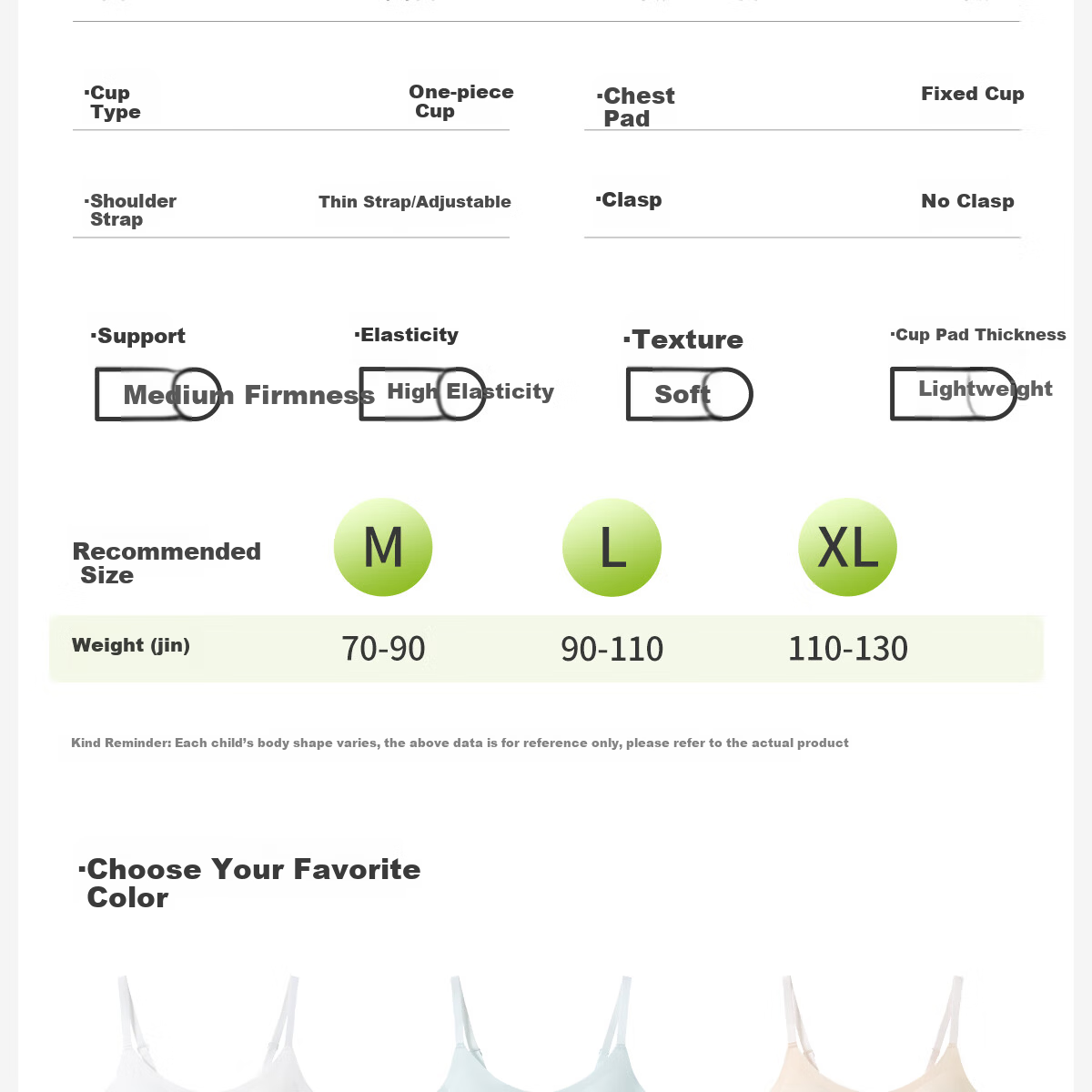 COCO SMART Underwear for Girls 12-16 Years Old, Teen Camisole Vest, Youth Stage Two High School Sports Bra 22