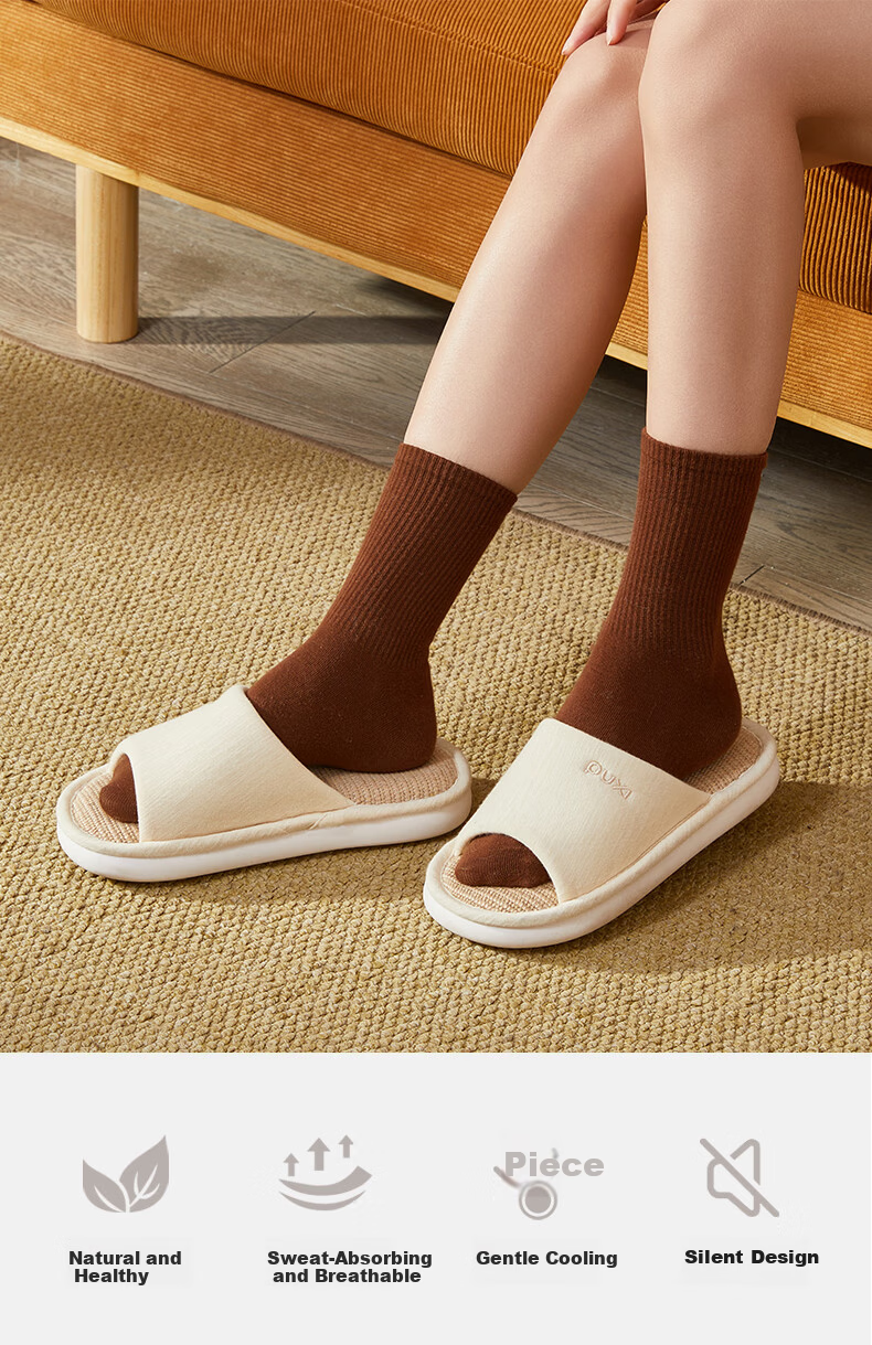 Puxi Couple Linen Slippers Women's Summer New Non-slip Anti-sweat Rock Gray Size 42-43 3