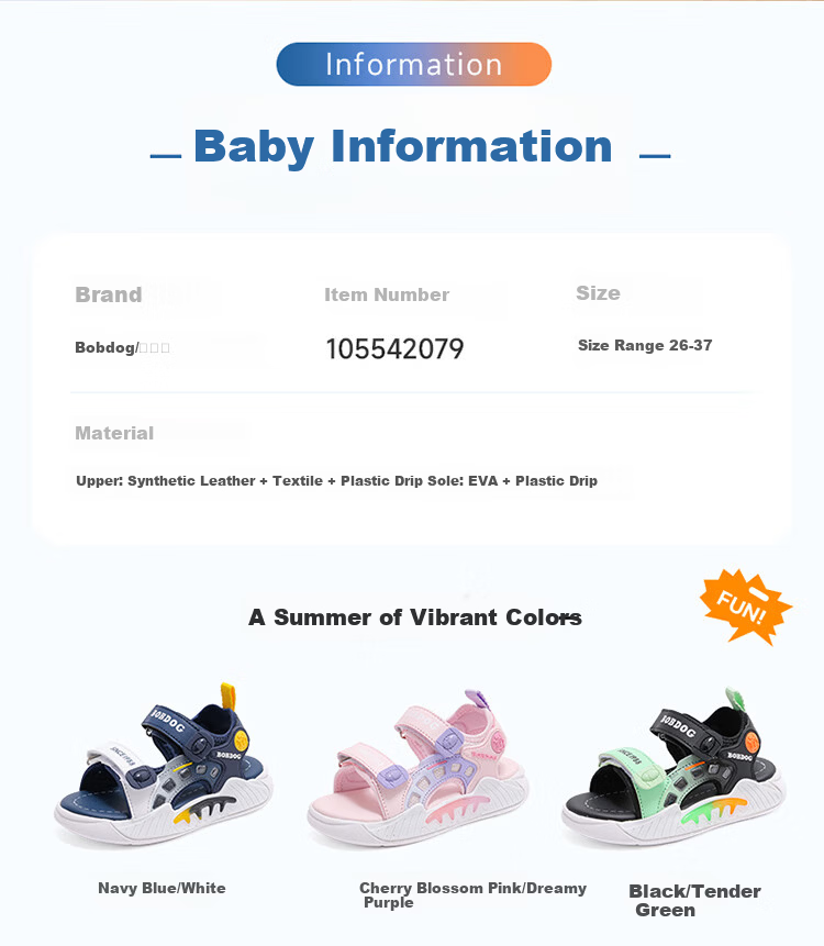 BOBDOG Kids Sandals Summer Boys Versatile Beach Shoes Children's Footwear 105542079 Navy Blue/White Size 27 2
