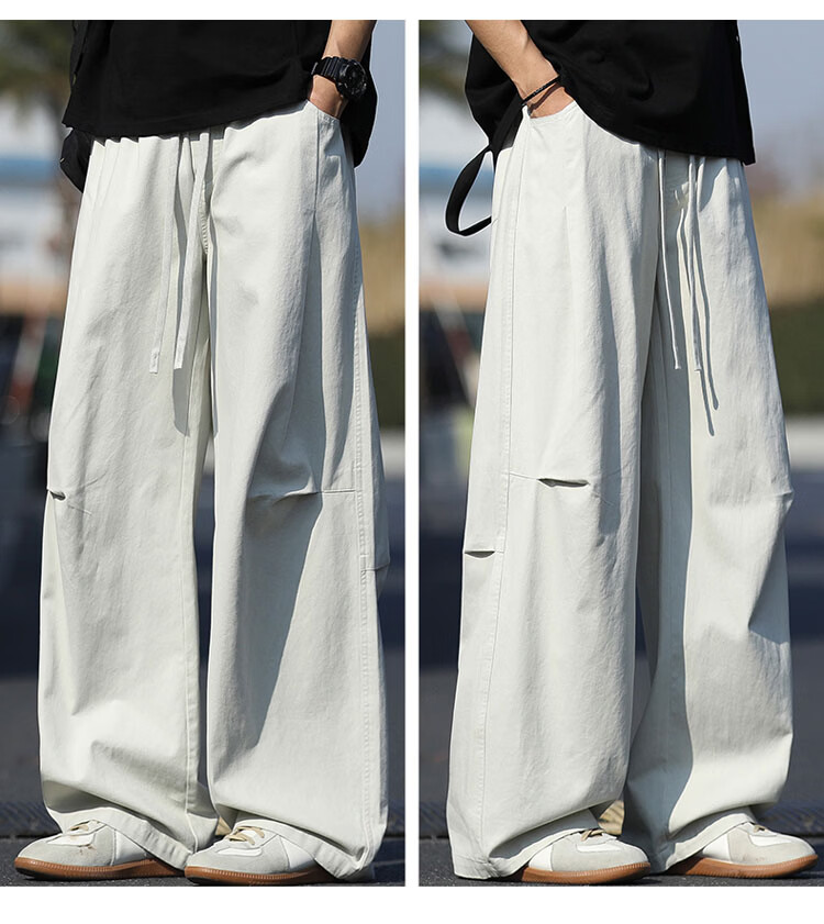 TUCANO Men's Summer Loose Wide-Leg Casual Pants, Premium Trendy Outdoor Work Trousers, Coffee Color, Size M 8