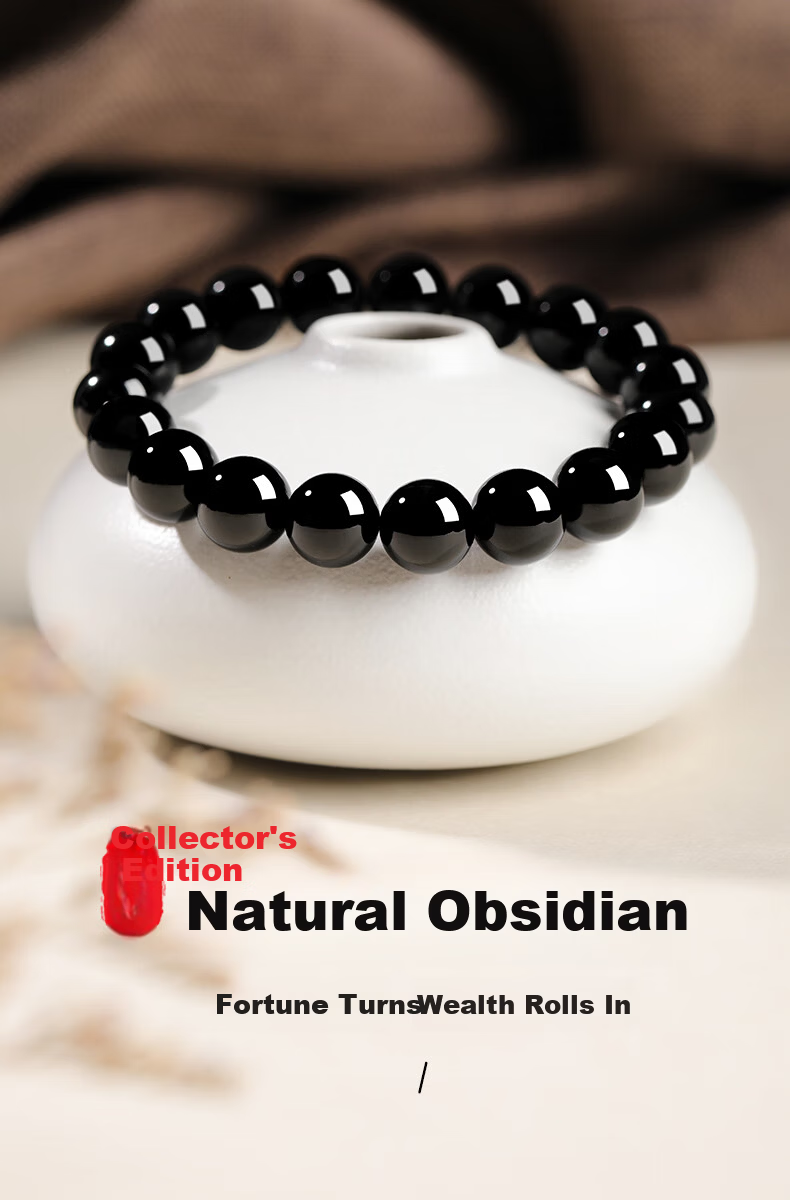 Jinshiling Collectible Natural Aquamarine Obsidian Bracelet Unisex Five Elements Crystal Bracelet Qixi Valentine's Day Gift 1