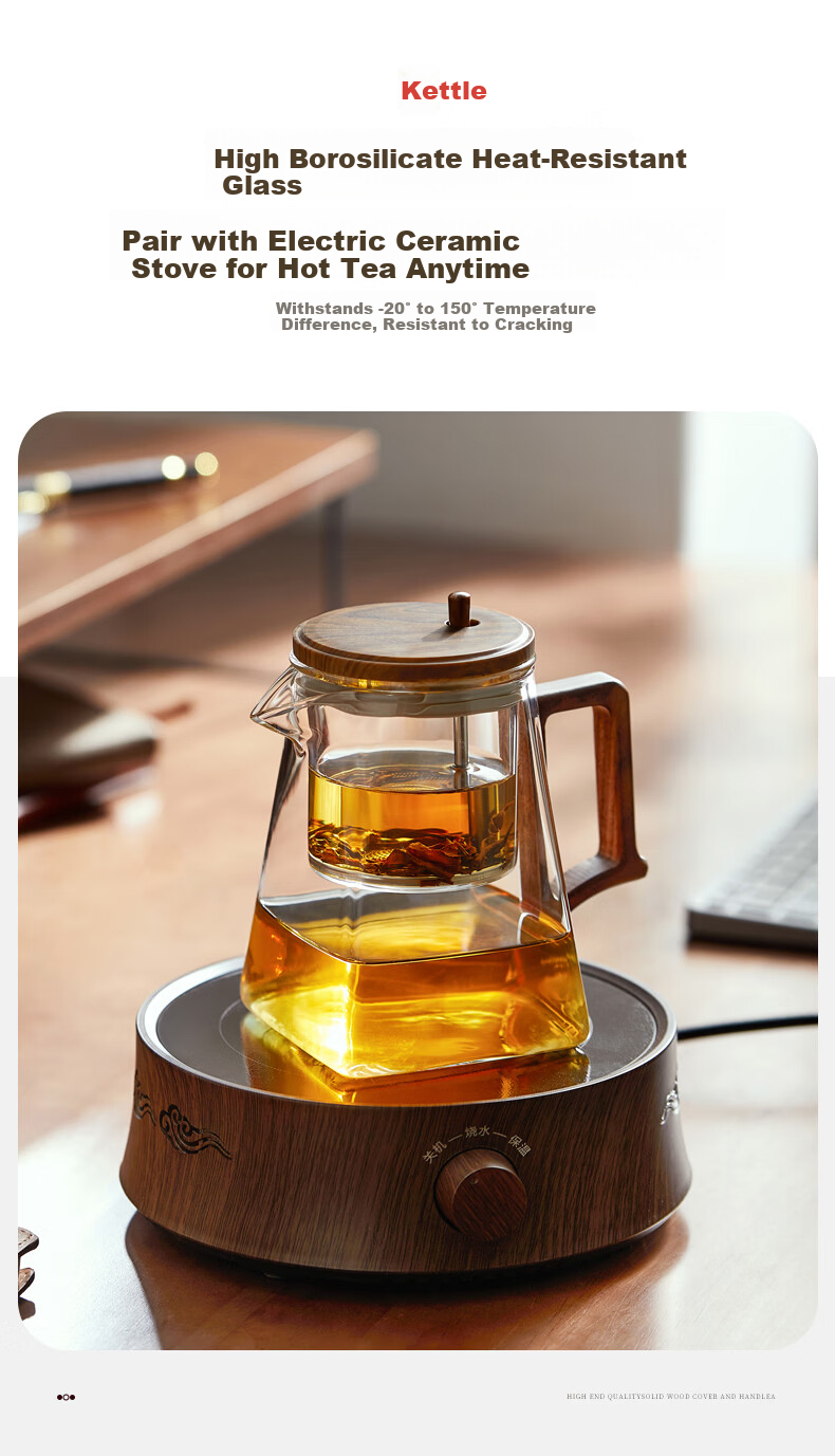 Niye Glass Teapot with Infuser High-Temperature Resistant Office Loose Leaf Tea Brewer 7