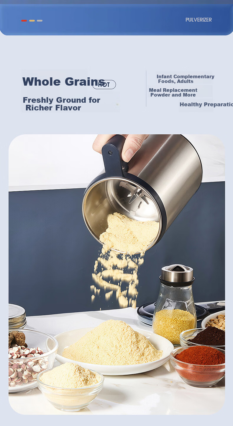 Deming Household Grinder Ultra-Fine Herbal Pulverizer Small Grain and Spice Mill Pepper Powder Grinder 9