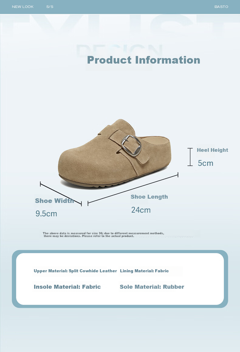 Basto Pistachio 2026 New Casual Closed-Toe Slip-On Thick-Soled Birkenstock Sandals, Women's Outdoor Slippers, Apricot Color, Thick Sole, Size 39 7