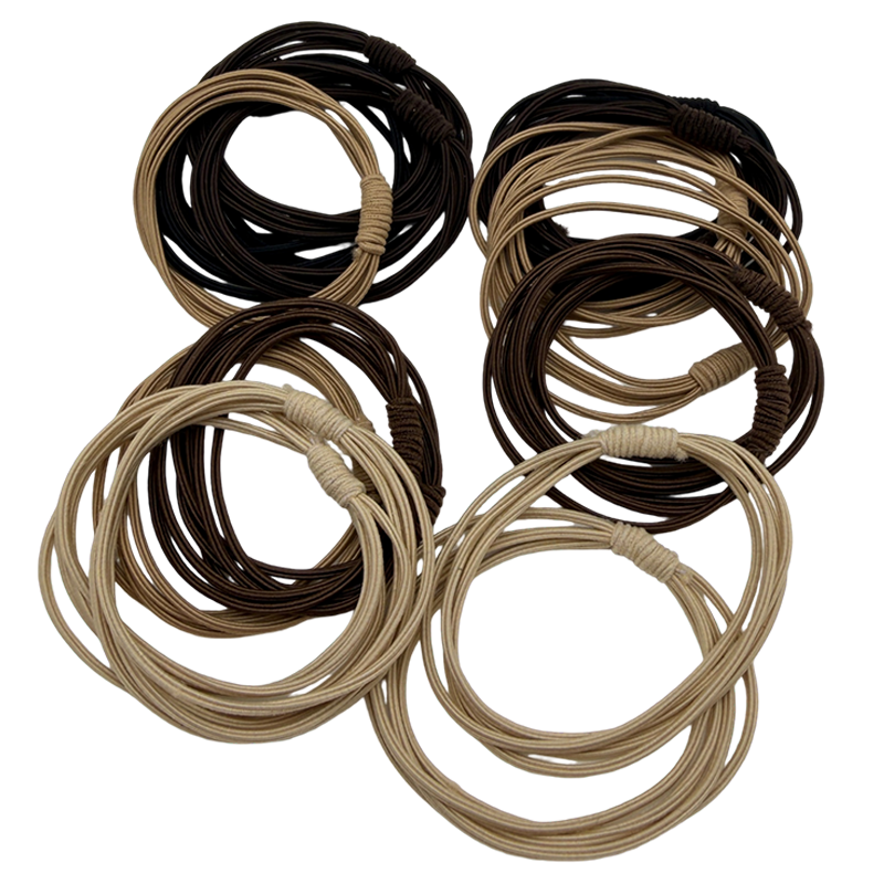 BAISHANGYITE High Elasticity Four-Strand Thin Hair Ties 20 Mixed Colors Rubber Bands High Ponytail Hair Bands Simple Hair Elastics
