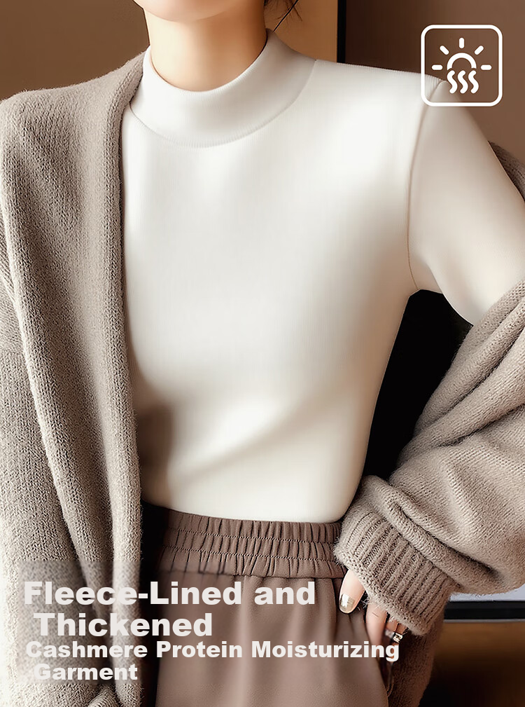 Urban Beauty Camellia Lambswool Fleece Half Turtleneck Thickened Basic Slim Fit Long Sleeve Women's Winter Top 1