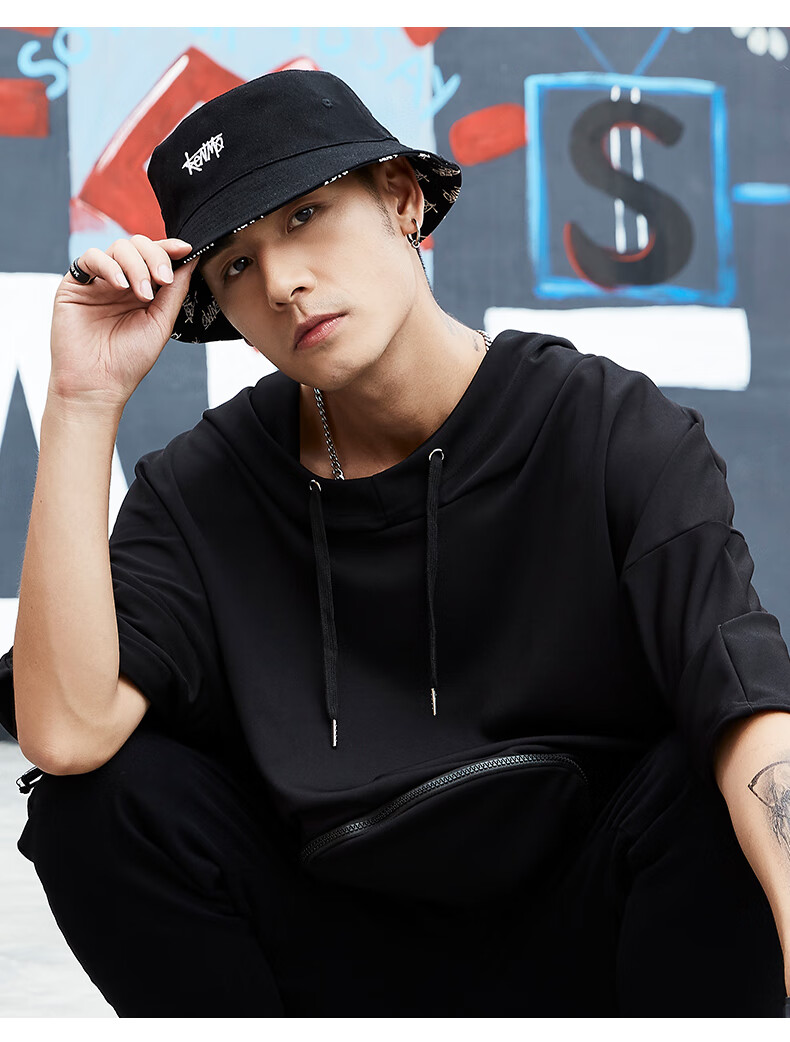 KENMO Reversible Fisherman Hat Men Ins Trendy Hip-hop Women Versatile Sun Protection Summer Sun Hat Off-white One Size 6