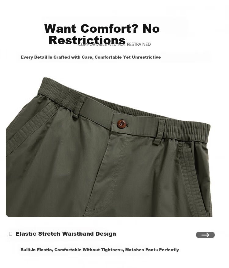 Romon Workwear Casual Cotton Shorts Men Summer Thin Elastic Waist Loose Straight Breathable Five-Point Pants Gray Green XL 6