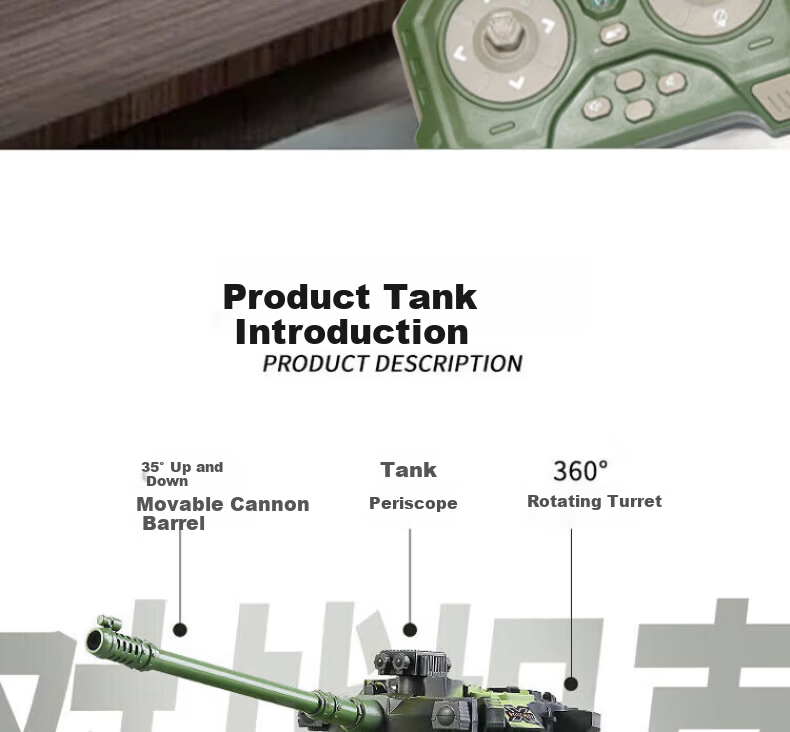 Huashimeng Remote Control Tank Car Track 2.4G Military Off-Road Armored Electric Model Toy Car for Boys 5
