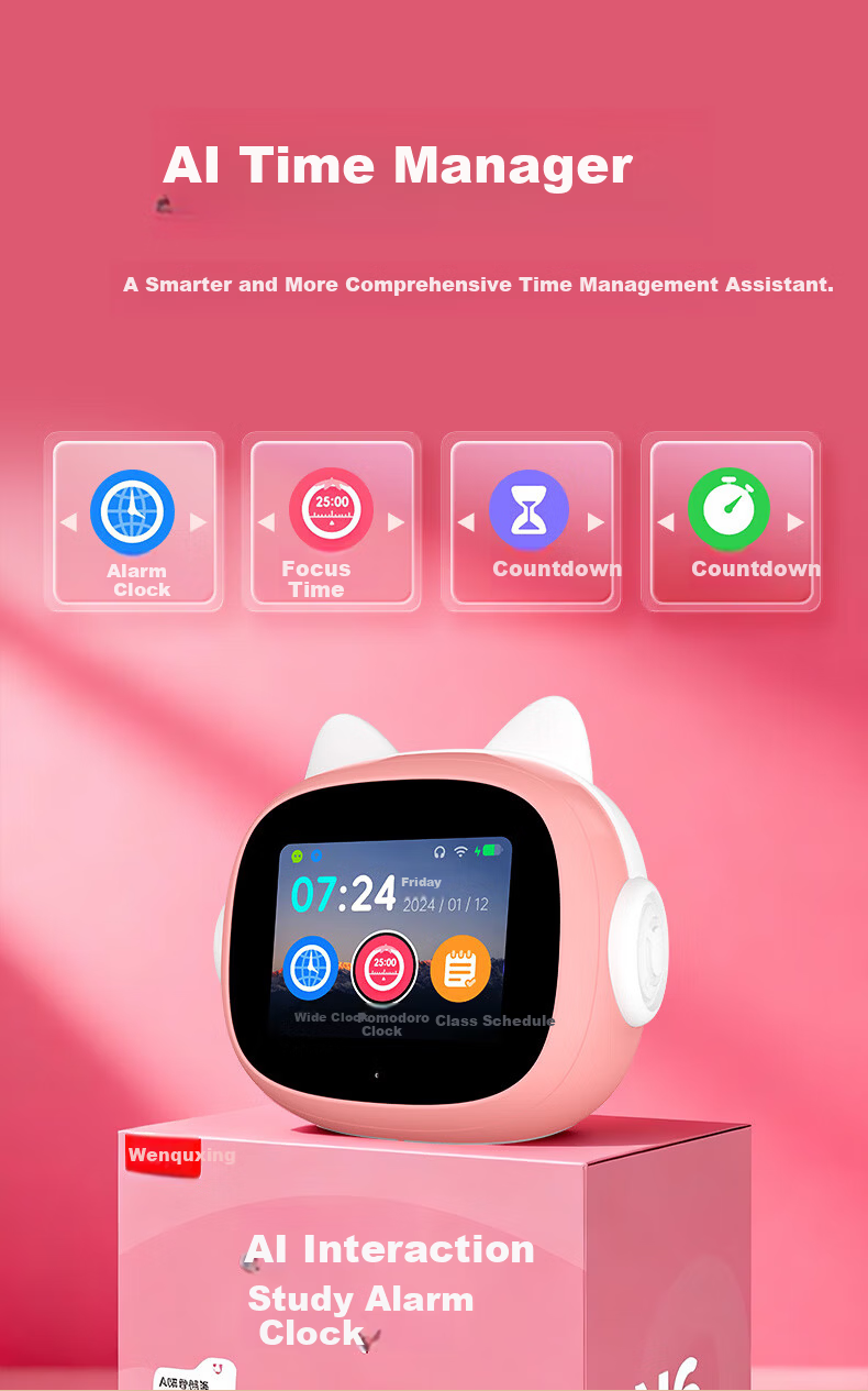 Wenquxing N6ai Smart Alarm Clock Synchronized Textbook Voice Interactive Time Treasure Robot Children's Educational Learning Student Time Management for Ages 3-15 Boys Girls Birthday Gift 6