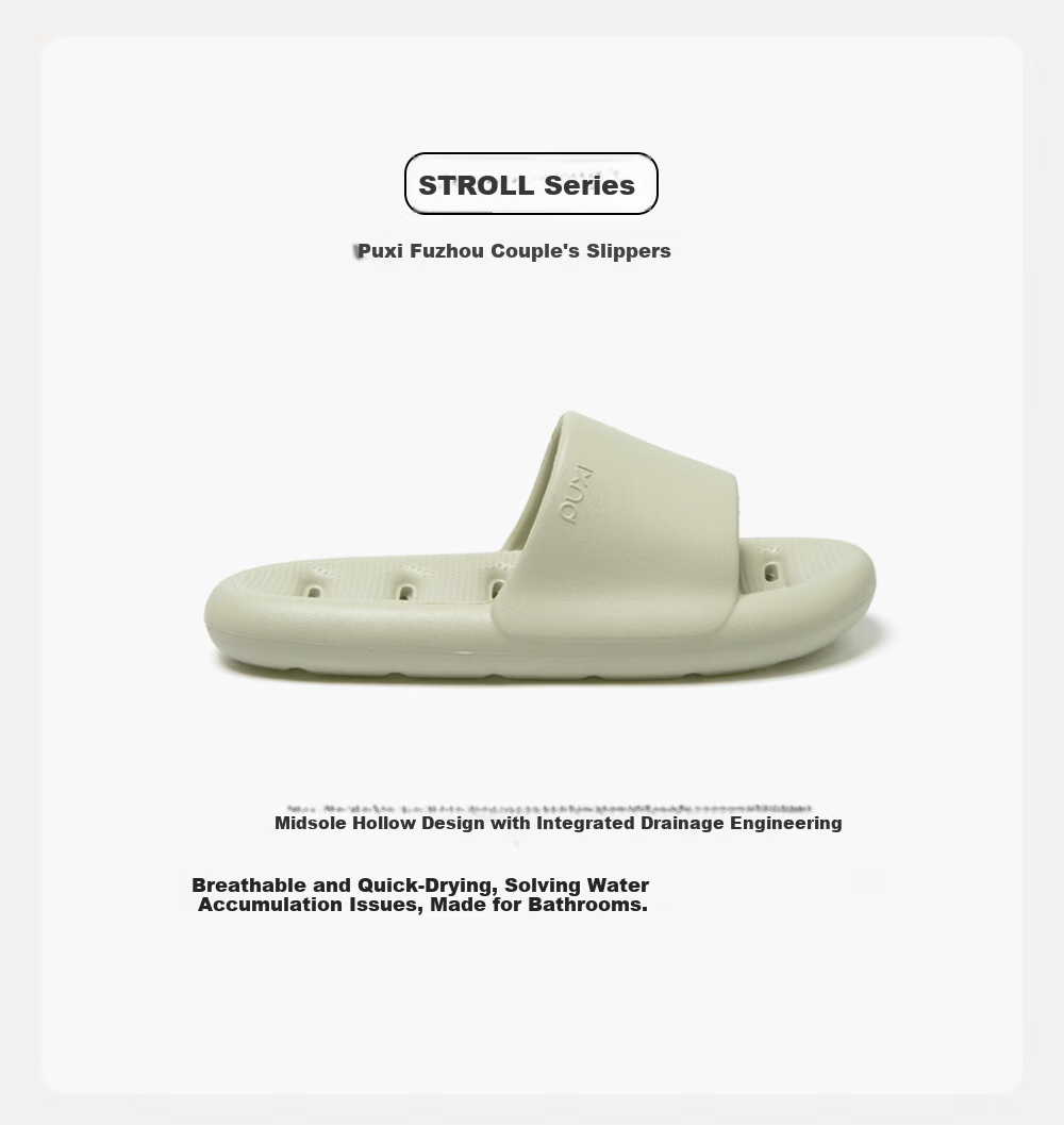 Puxi Summer Bathroom Slippers Indoor Water-Draining EVA Non-Slip Shower Home Cloud White Size 38-39 3
