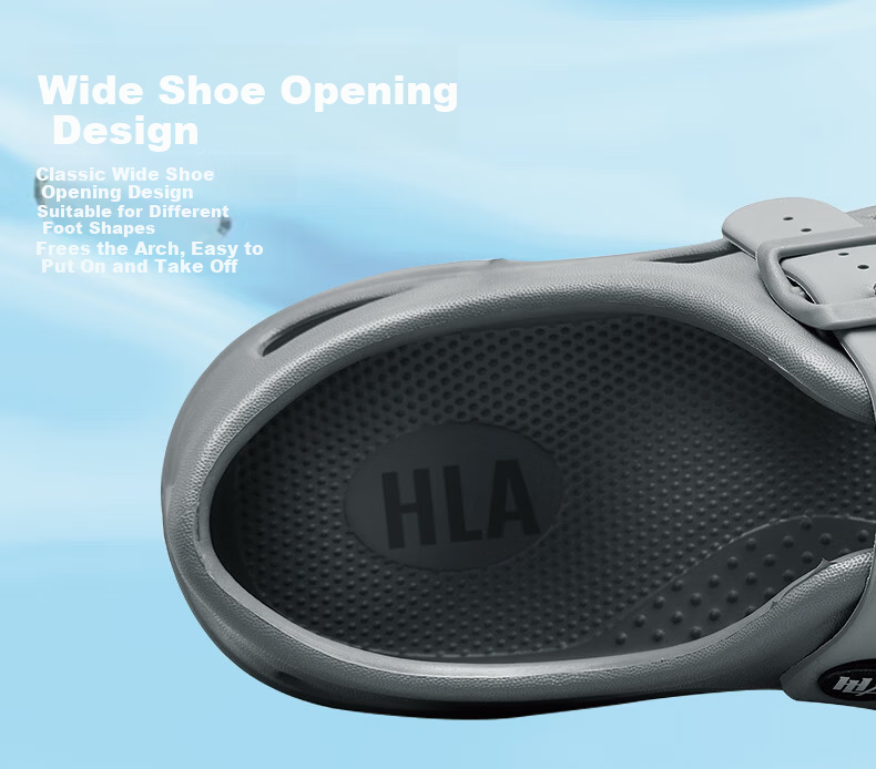 HLA Men's Casual Sandals Lightweight Breathable Hole Shoes HAALXM2EBK010 Black Size 44/45 (Dual Size) 6