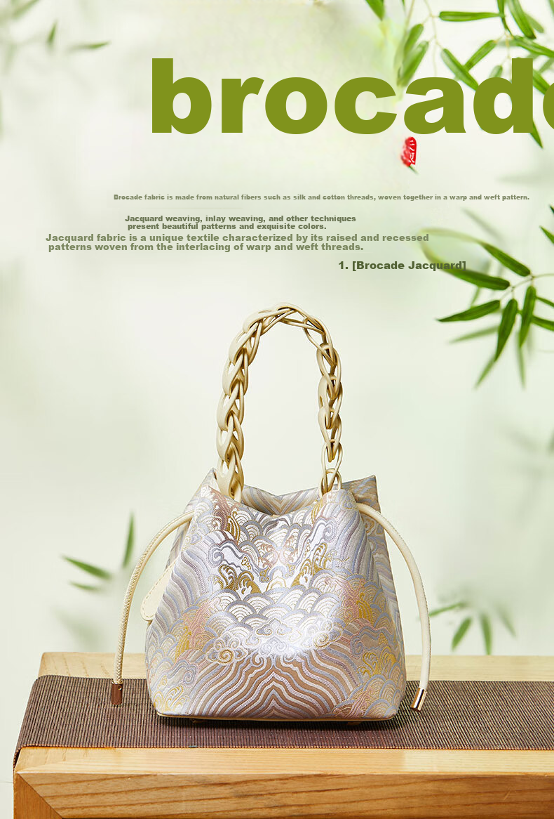 PmSix 520 Valentine's Day Gift for Wife Women's Bag New Chinese Style National Silk Mulberry Silk Ancient Style Shoulder Crossbody Bucket Bag 2