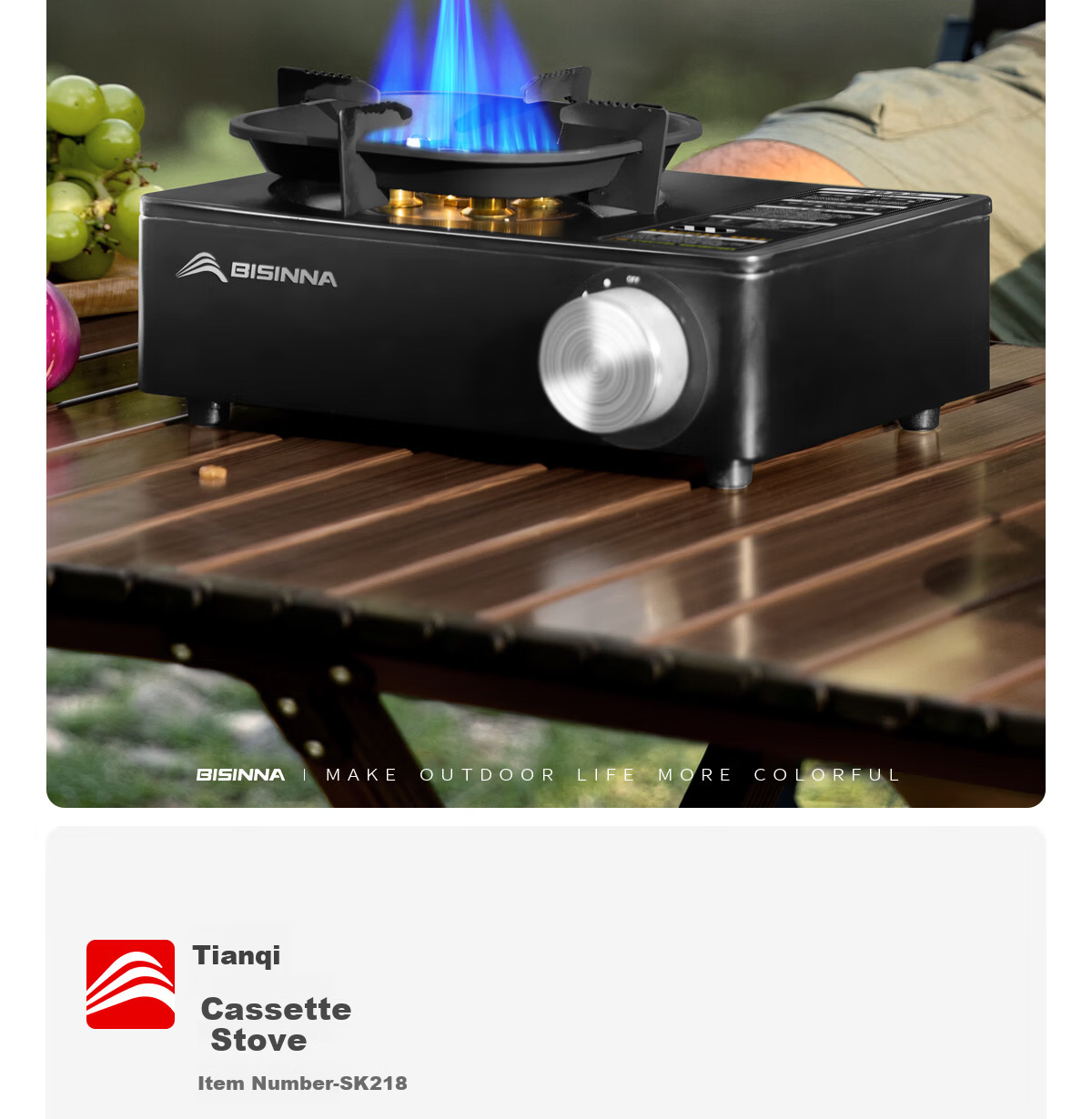 Beishanlang Outdoor Portable Gas Stove Windproof Explosion-Proof Camping Stove High Flame Magnetic Stove Household Gas Cooker Lanye Black 2
