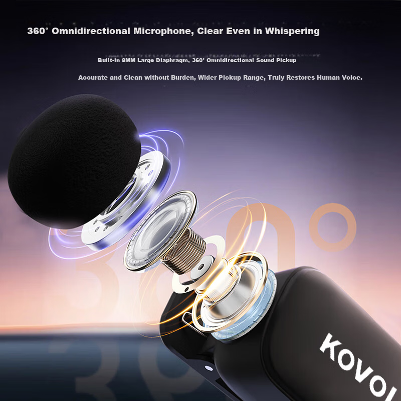 KOVOL Wireless Lavalier Microphone Mini Clip-on Mic for Live Streaming Outdoor Interview Short Video Conference Recording Professional Noise-Cancelling Recorder