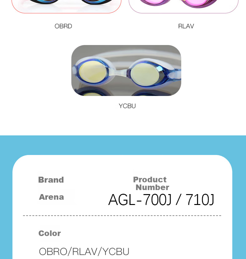 Arena Kids Swimming Goggles Japanese Imported Coated HD Anti-Fog Waterproof Professional Training Swim Goggles AGL710J-YCBU 8