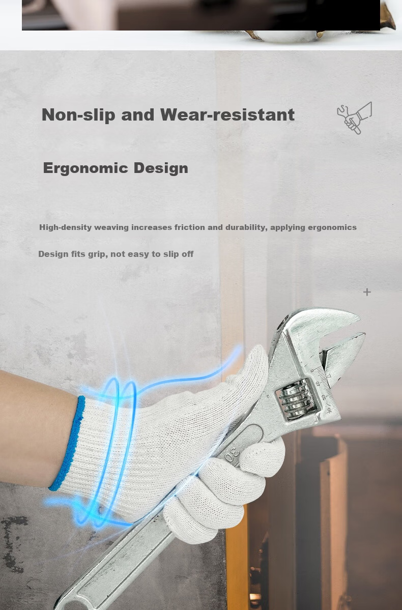 Huixiang JD Industrial Private Brand Cotton Thread Labor Protection Gloves 500g/Pack 600 Pairs Workwear Durable Anti-Slip Construction Work Warm Gloves [Full Weight Guaranteed] 4
