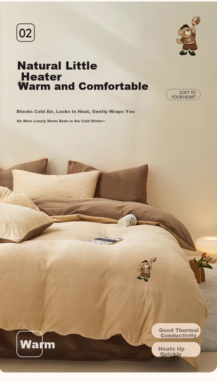 MUJI Thickened Milk Velvet Duvet Cover Single Piece Flannel Autumn Winter Single Dormitory Quilt Cover 150*200cm 2