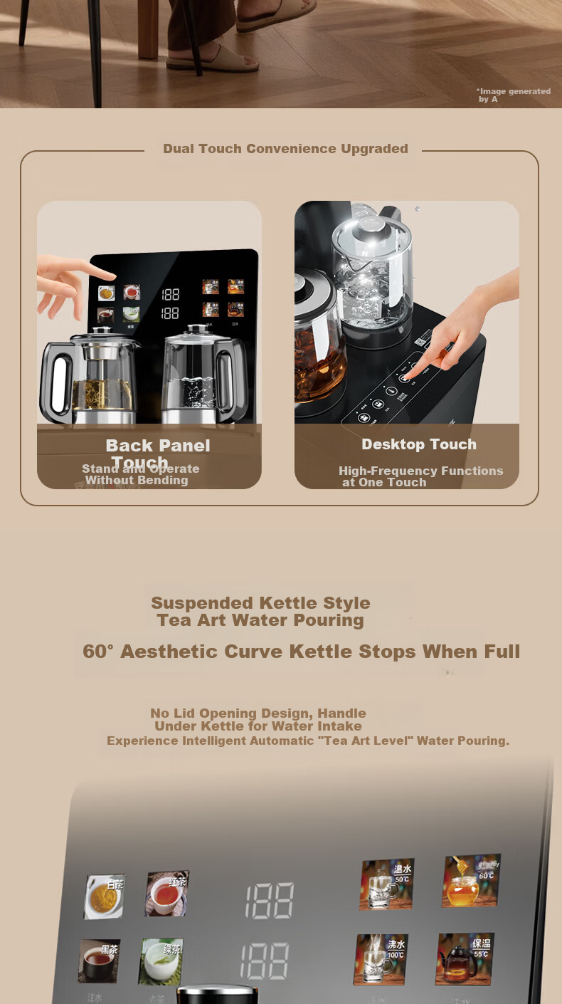 Angel Home Tea Bar Machine High-End Living Room Smart Voice Control Anti-Overflow and Dry-Burn Protection Bottom-Load Water Dispenser Constant Temperature Health Preservation Stewing Kettle Integrated 11