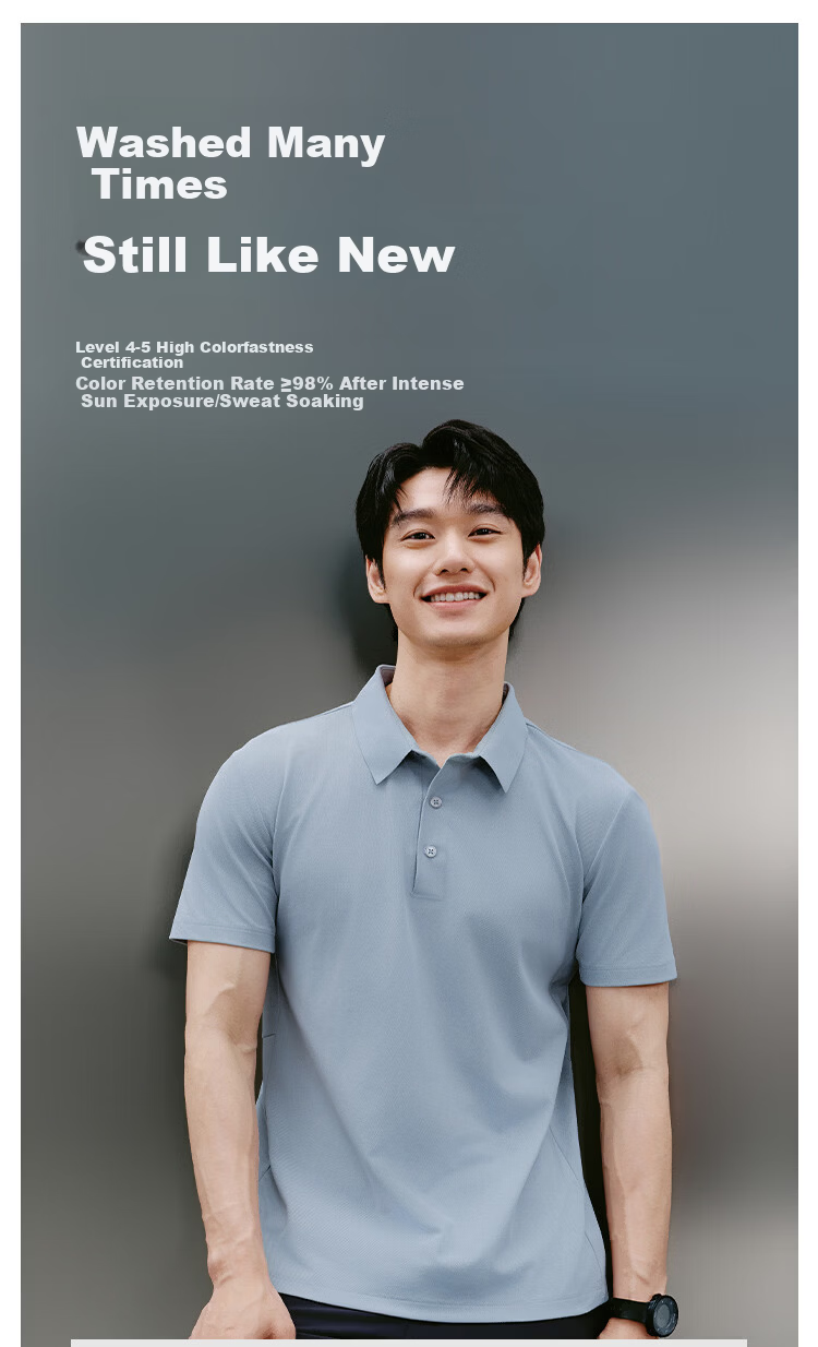 JD Original 300 Sun Protection Quick-Dry Summer Sports T-Shirt, Men's Polo Shirt, Casual Running Short Sleeve, Gray Blue - Upgraded Version, M 12