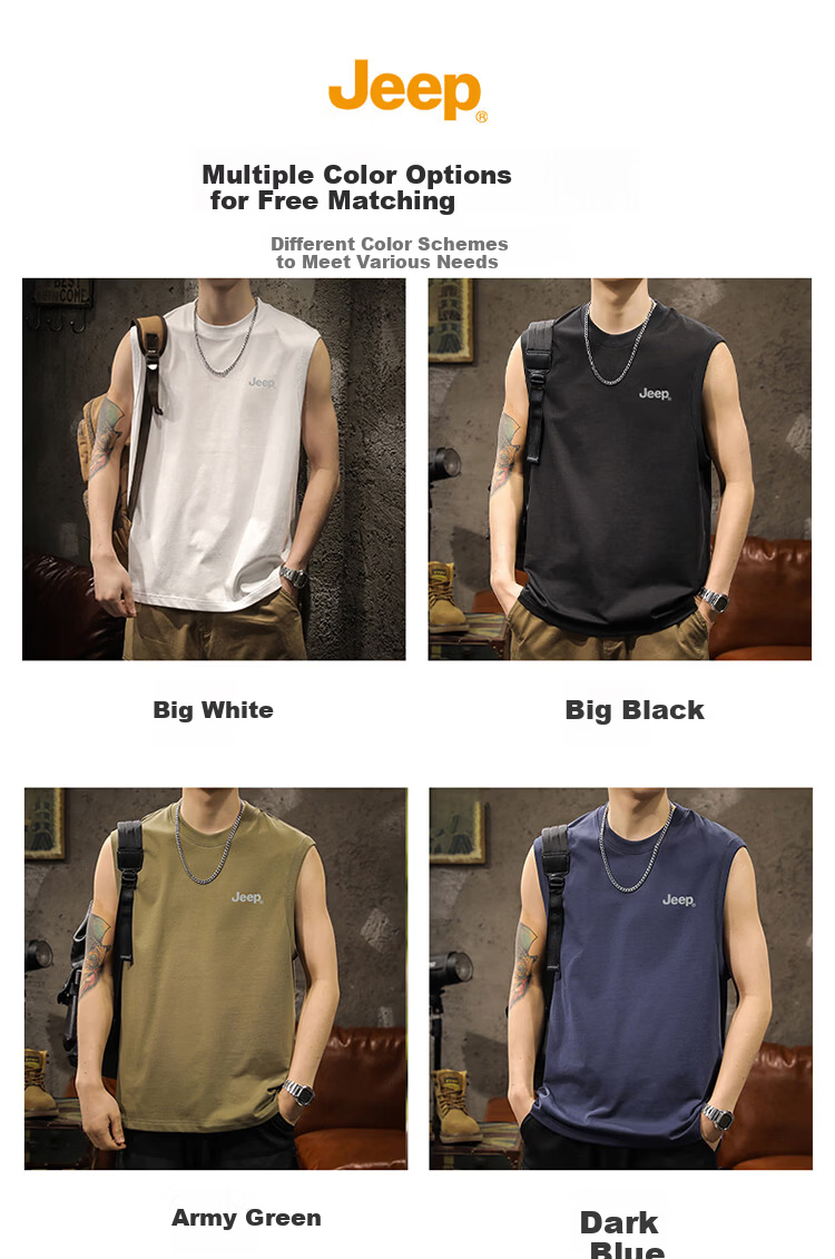 JEEP Men's Summer Ice Silk Quick-Dry Breathable Sleeveless Vest Outdoor Sports Top Black 3XL 1