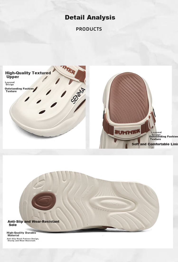 Senma Men’s Summer Outdoor Closed-Toe Sandals Non-Slip Beach Slippers Mint Green Size 44-45 5